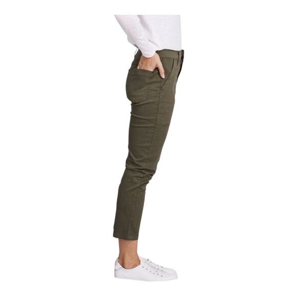 3x1 Sabine Tapered Stretch Twill Cropped Chino Pants in Moss Green Women's 25 - Picture 3 of 9